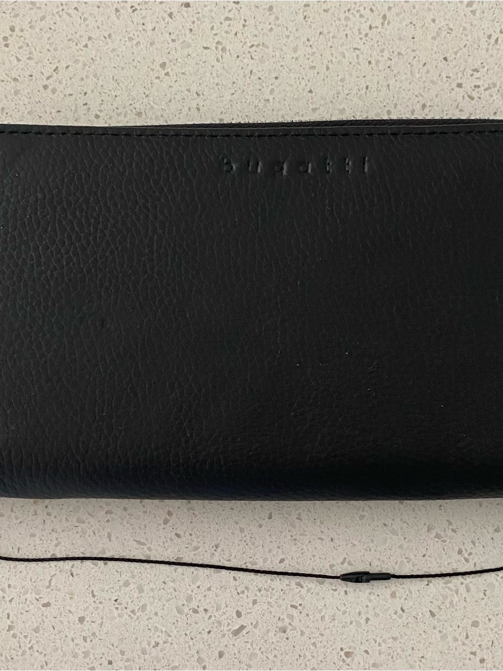 Bugatti Black Pebbled Leather Long Wallet